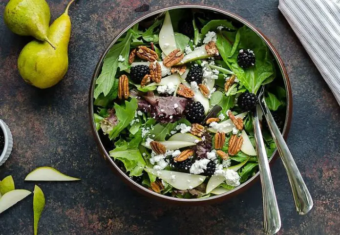 Generous serving of mixed greens