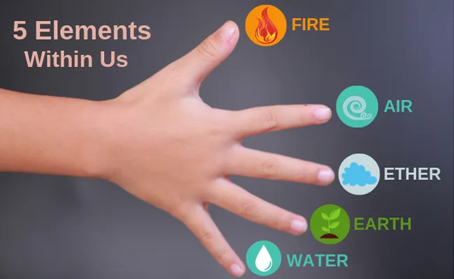 The five elements are represented by the five fingers